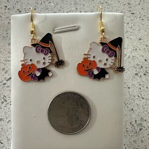 Halloween Hello Kitty Witch Earrings with Pumpkin